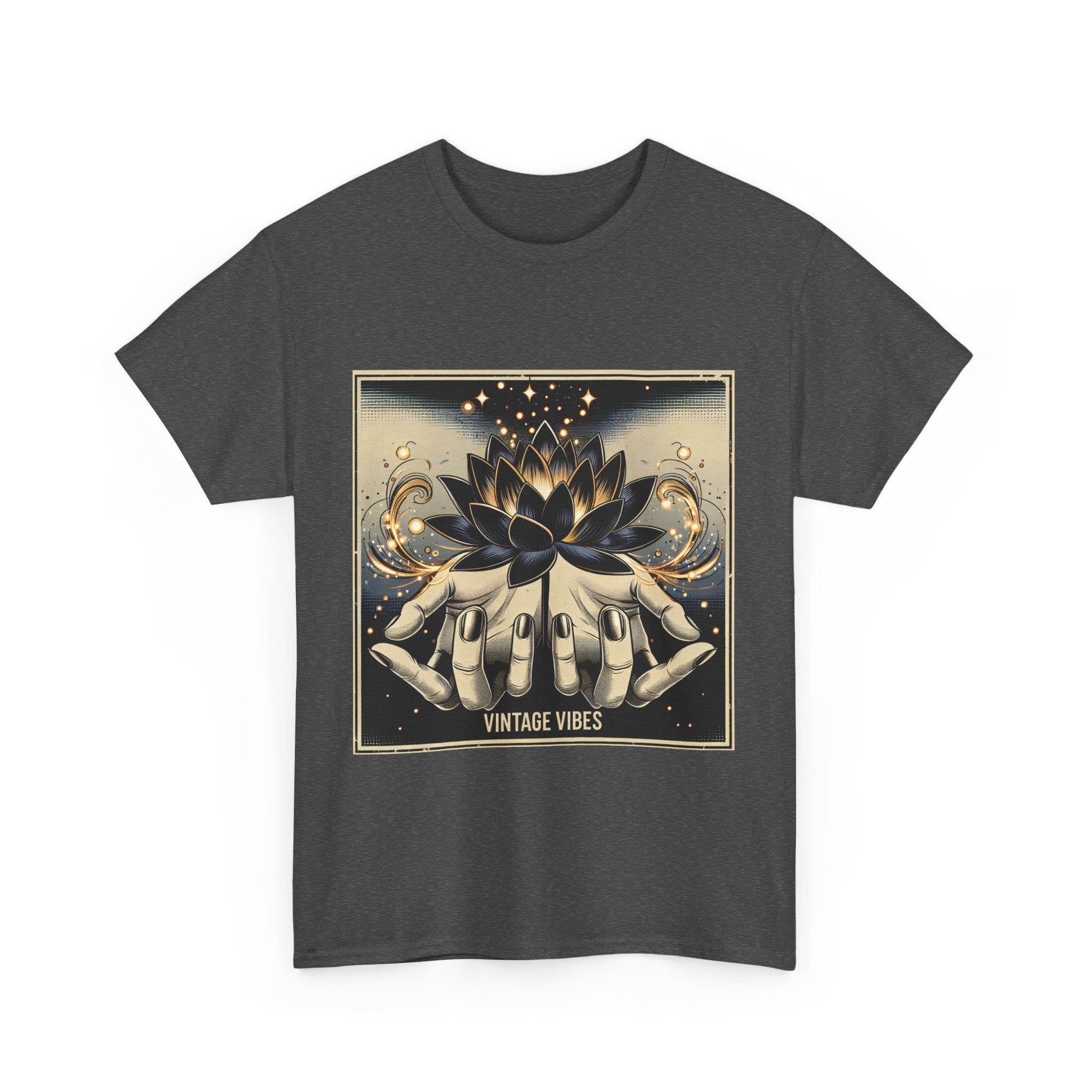 Vintage Vibes Unisex Tee - Comic Black Lotus Flower Design