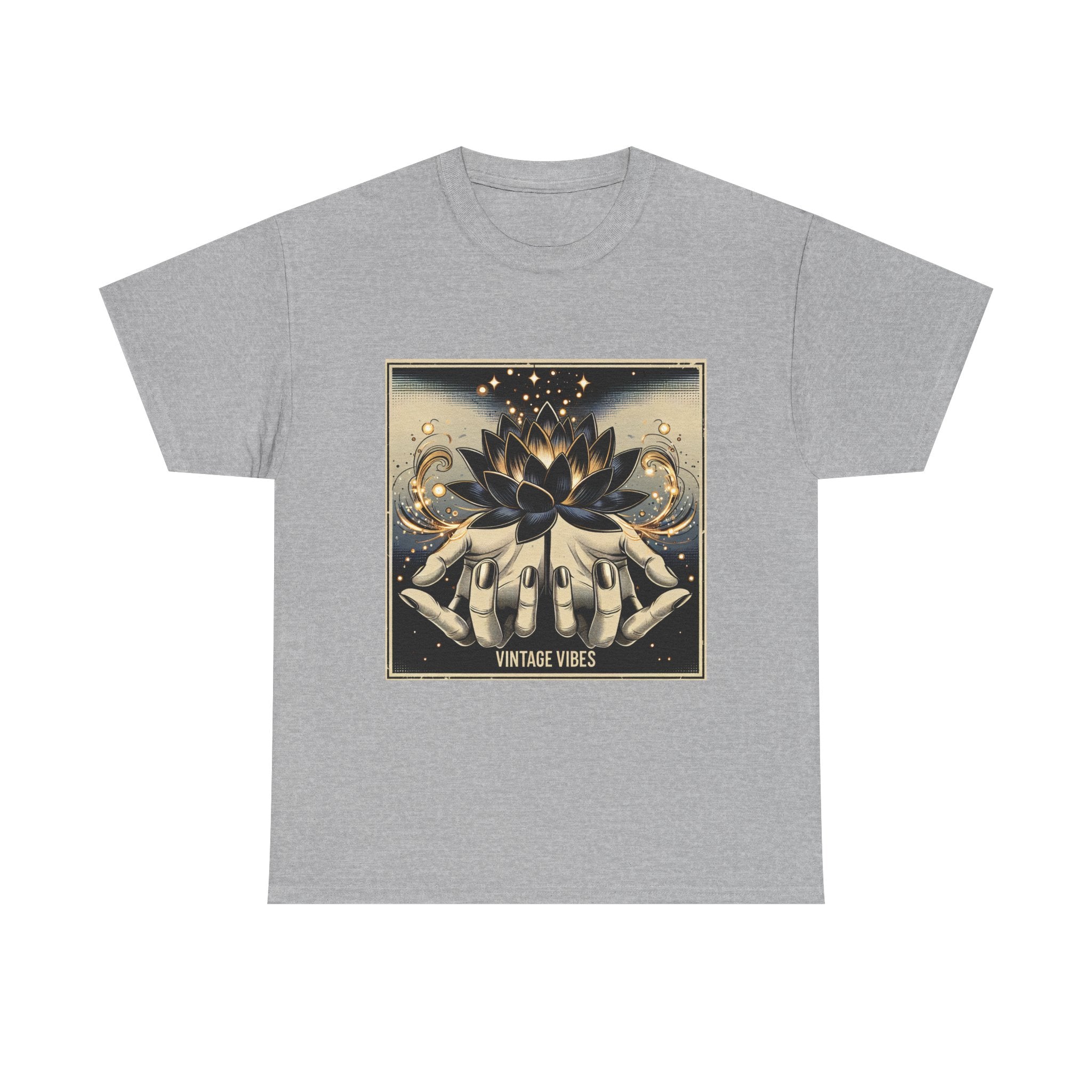 Vintage Vibes Unisex Tee - Comic Black Lotus Flower Design