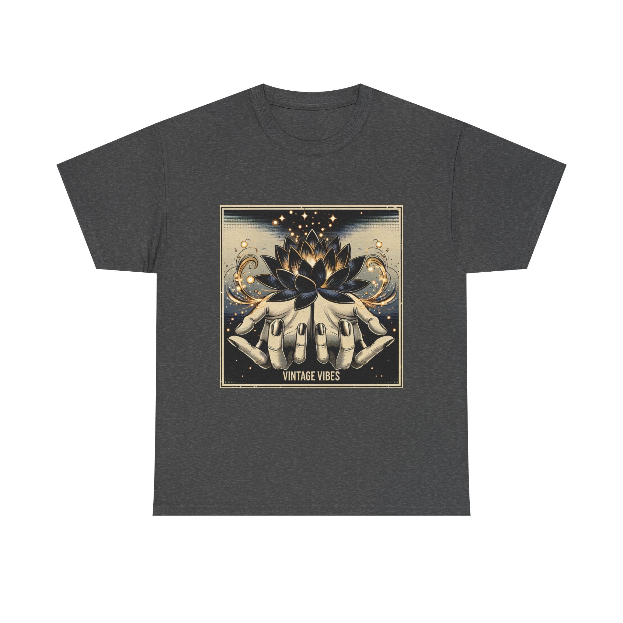 Vintage Vibes Unisex Tee - Comic Black Lotus Flower Design