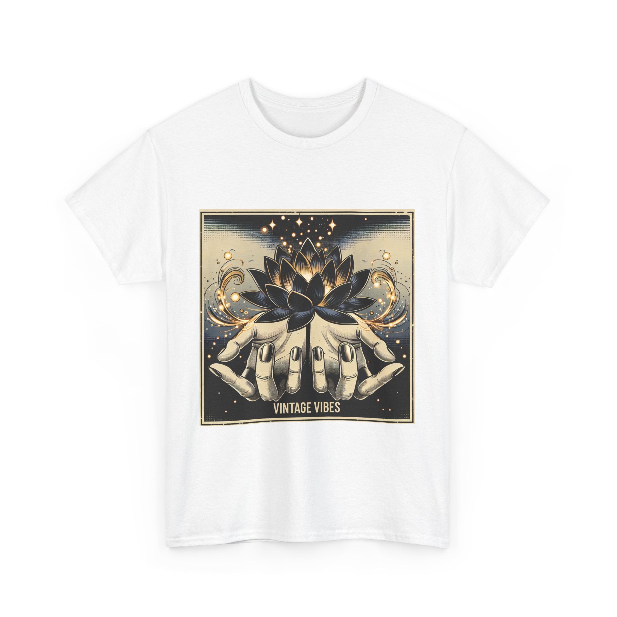 Vintage Vibes Unisex Tee - Comic Black Lotus Flower Design