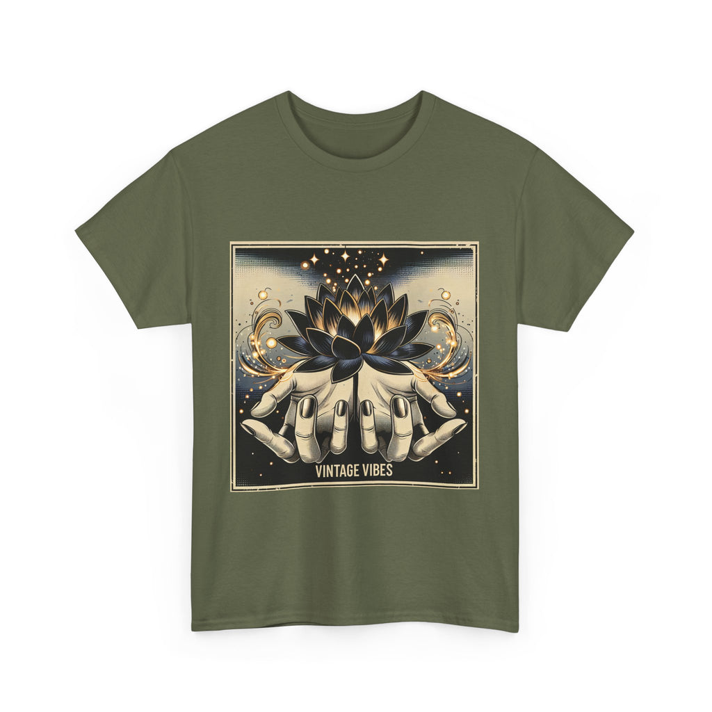 Vintage Vibes Unisex Tee - Comic Black Lotus Flower Design