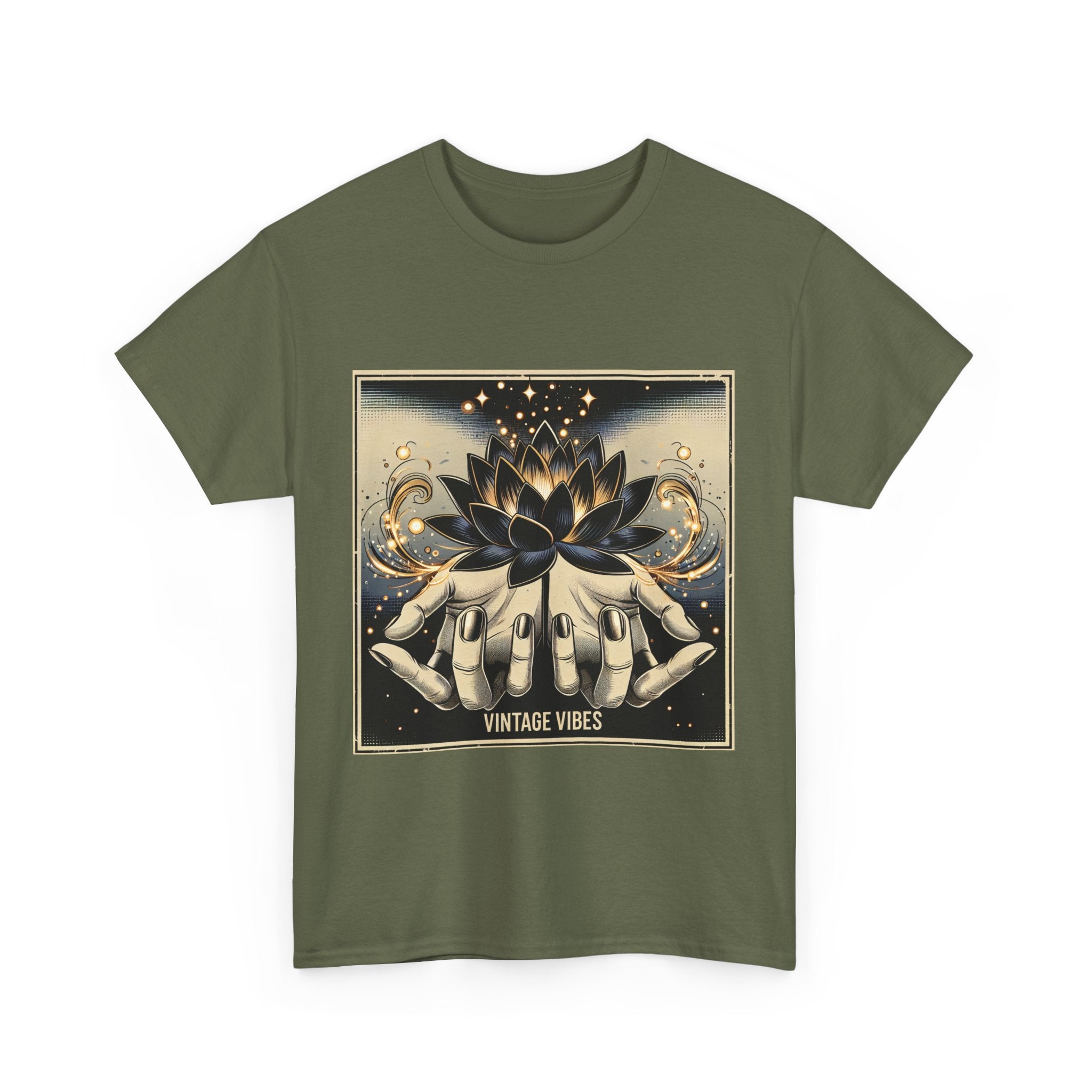 Vintage Vibes Unisex Tee - Comic Black Lotus Flower Design