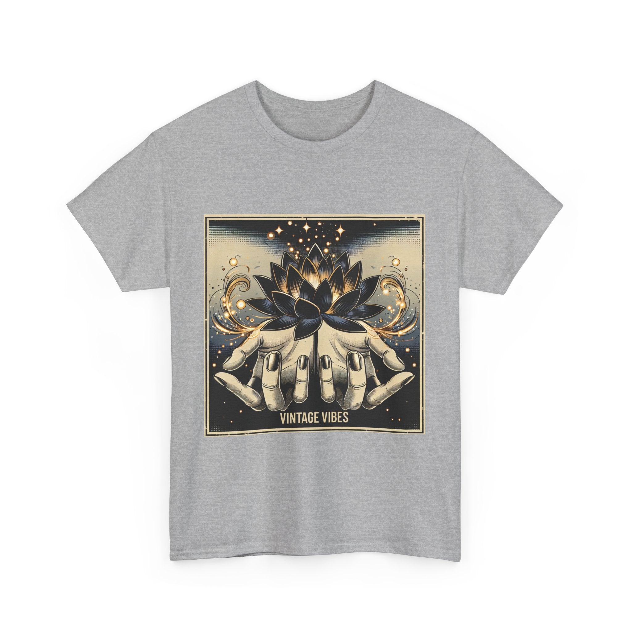 Vintage Vibes Unisex Tee - Comic Black Lotus Flower Design
