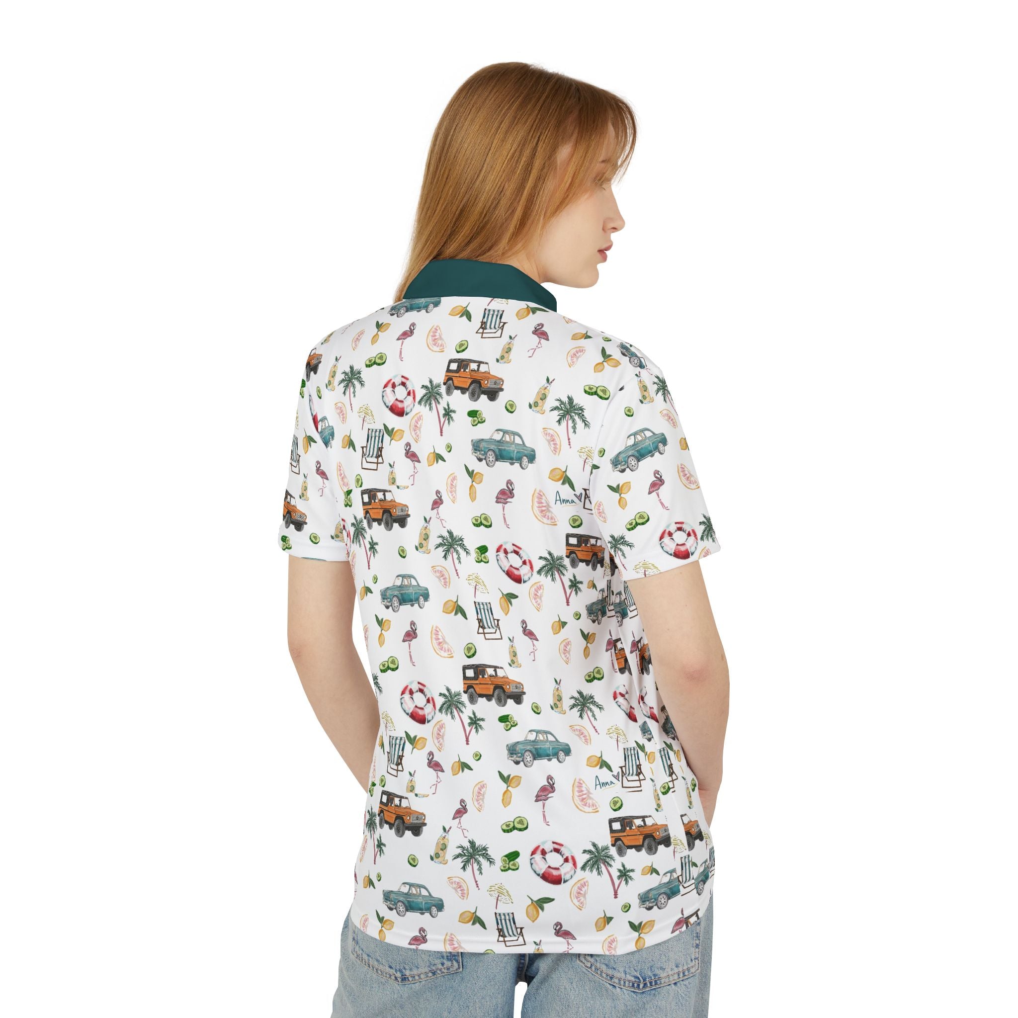 Tropical Print Polo Shirt for Summer Fun, Vacation Essential, Beach Party Attire, Casual Weekend Wear, Gift for Men