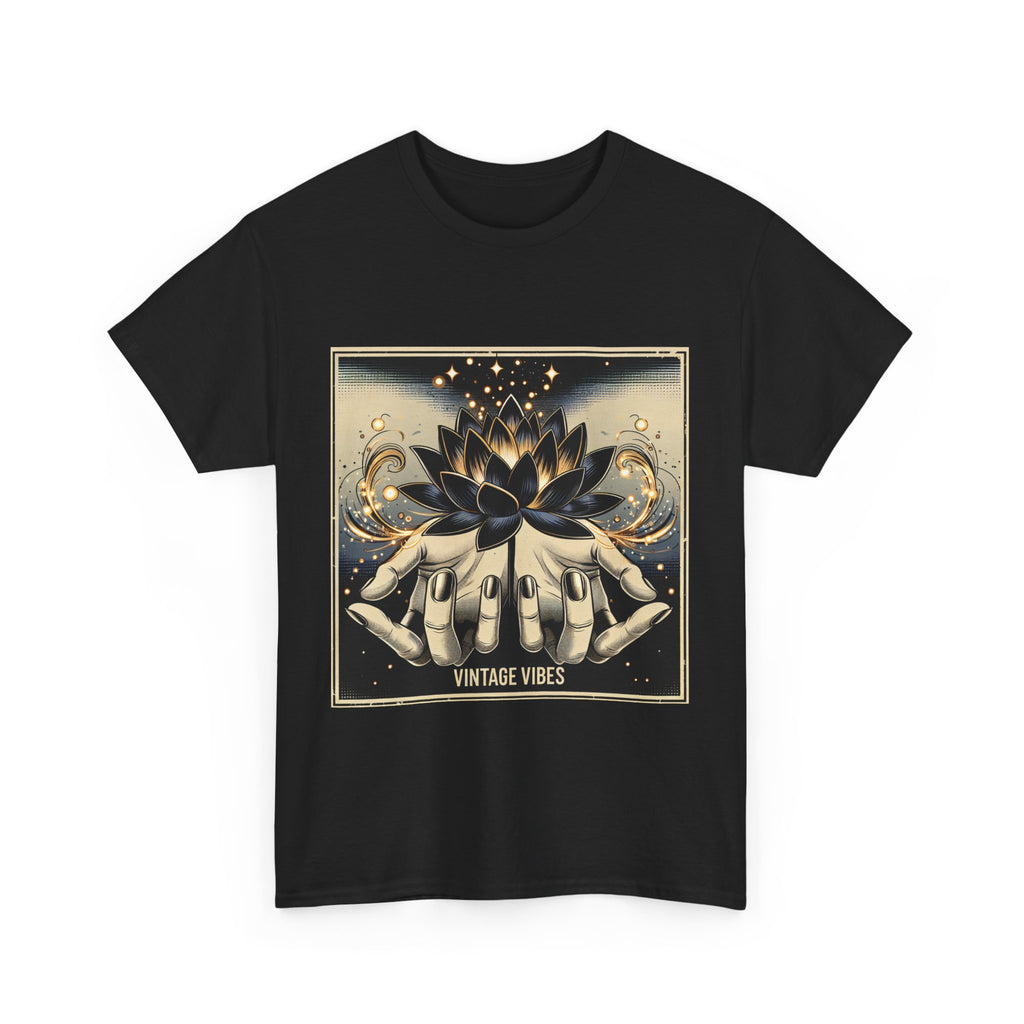 Vintage Vibes Unisex Tee - Comic Black Lotus Flower Design