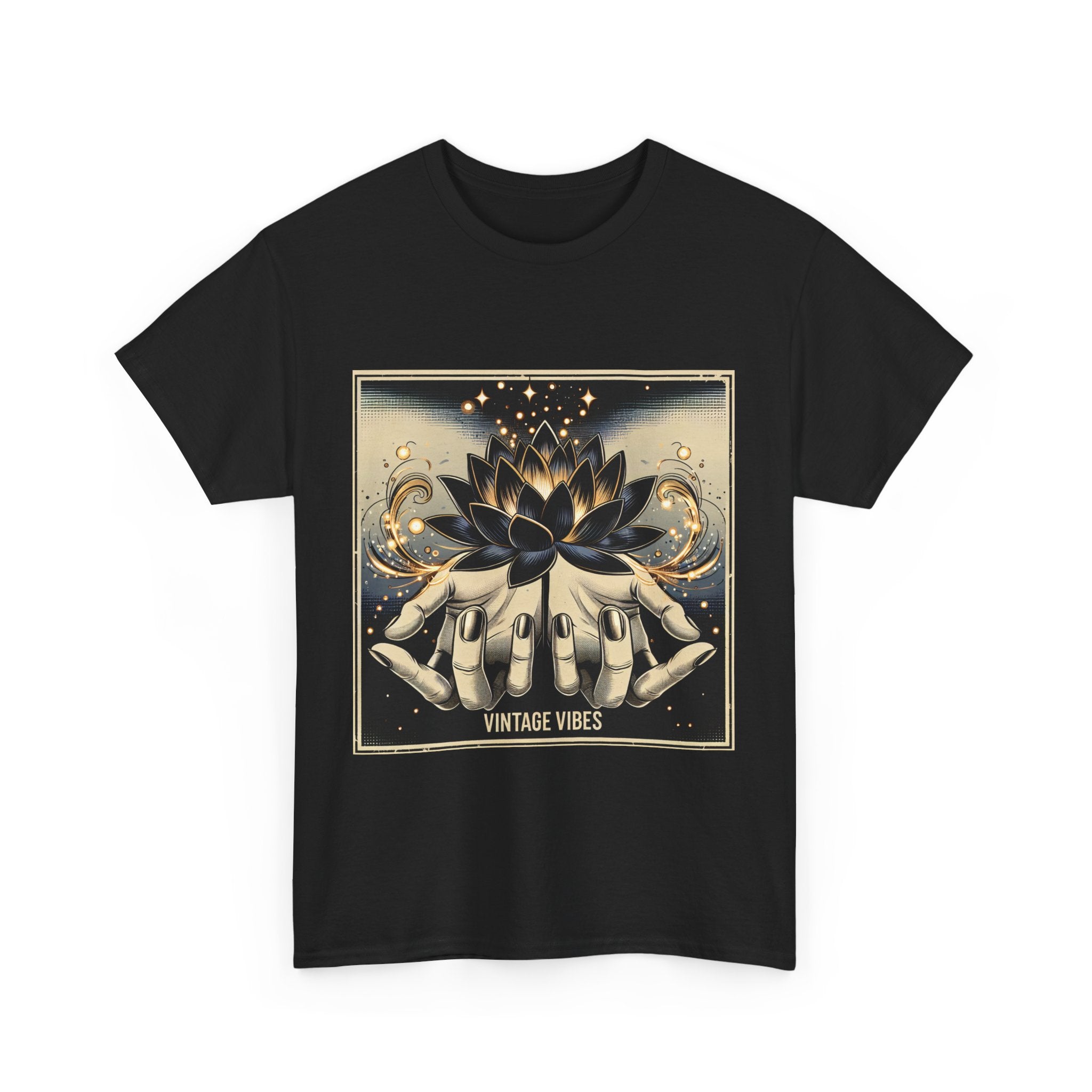 Vintage Vibes Unisex Tee - Comic Black Lotus Flower Design