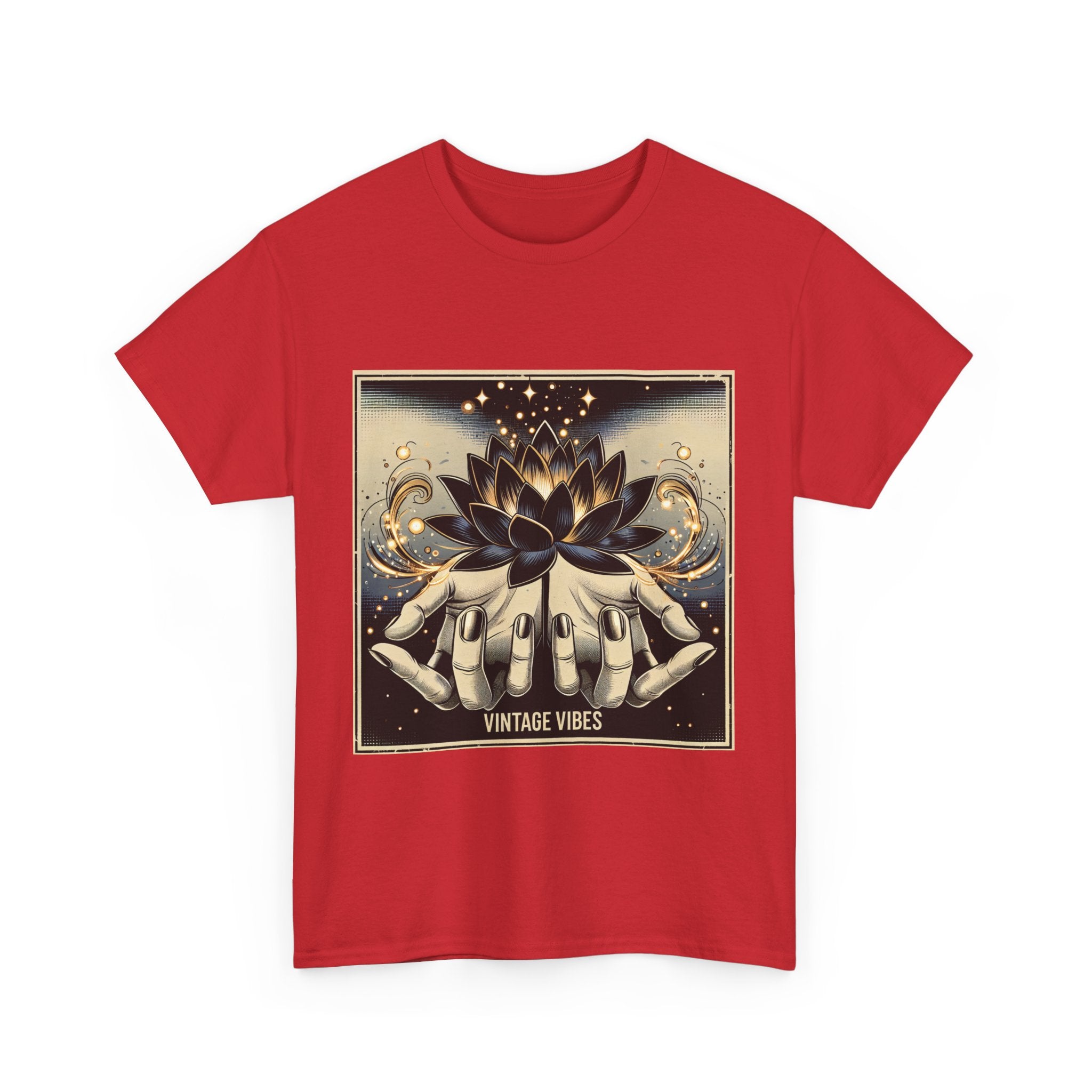 Vintage Vibes Unisex Tee - Comic Black Lotus Flower Design
