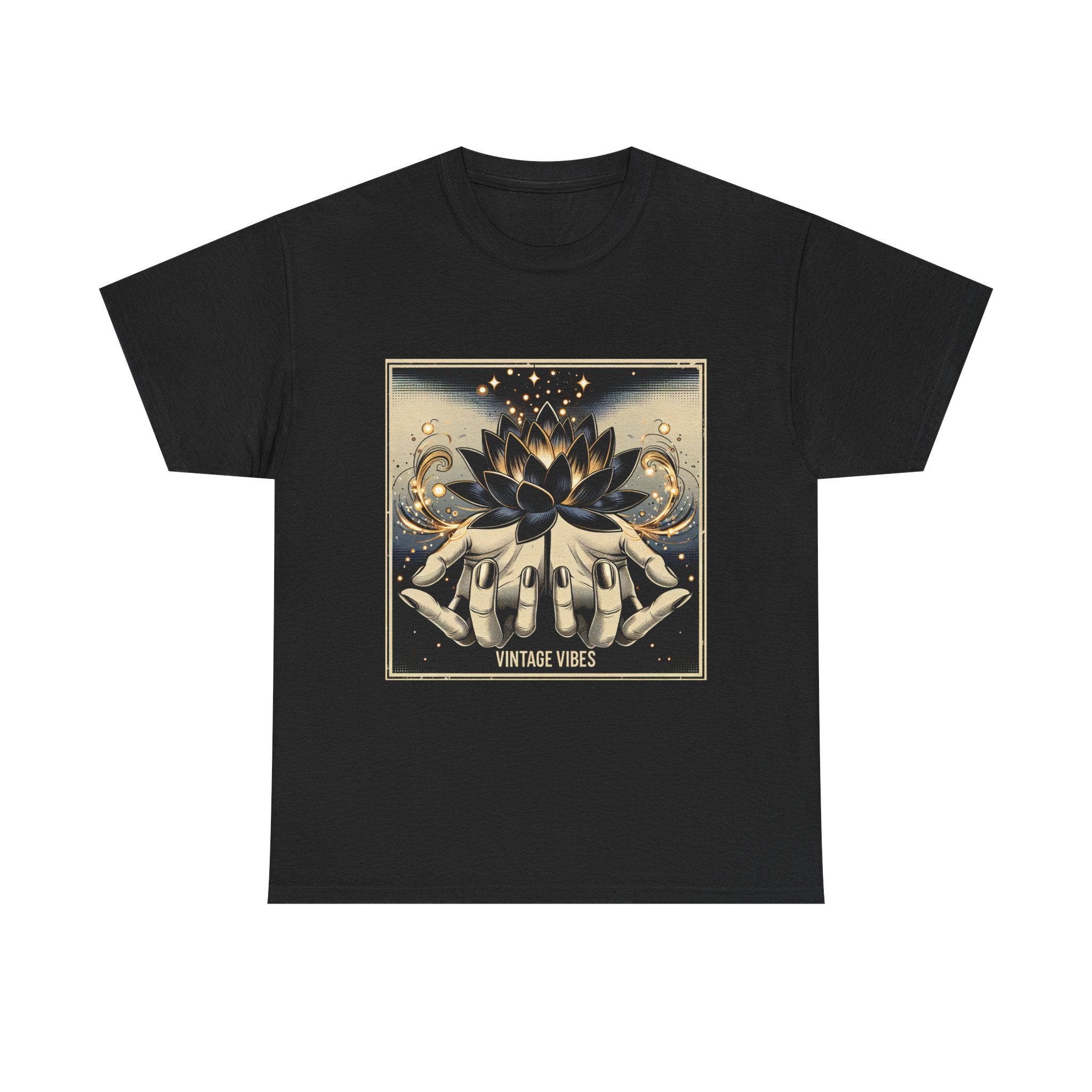 Vintage Vibes Unisex Tee - Comic Black Lotus Flower Design