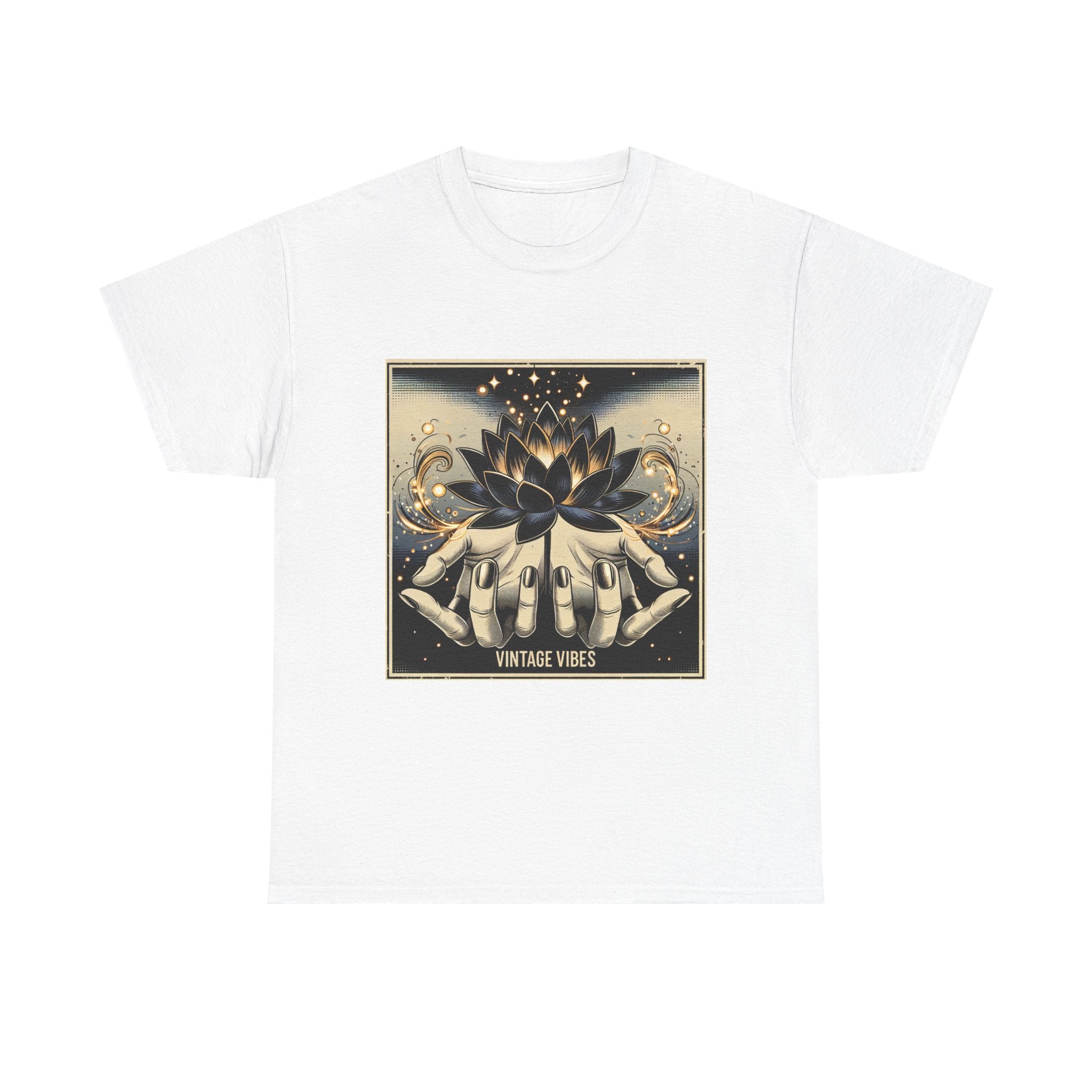 Vintage Vibes Unisex Tee - Comic Black Lotus Flower Design