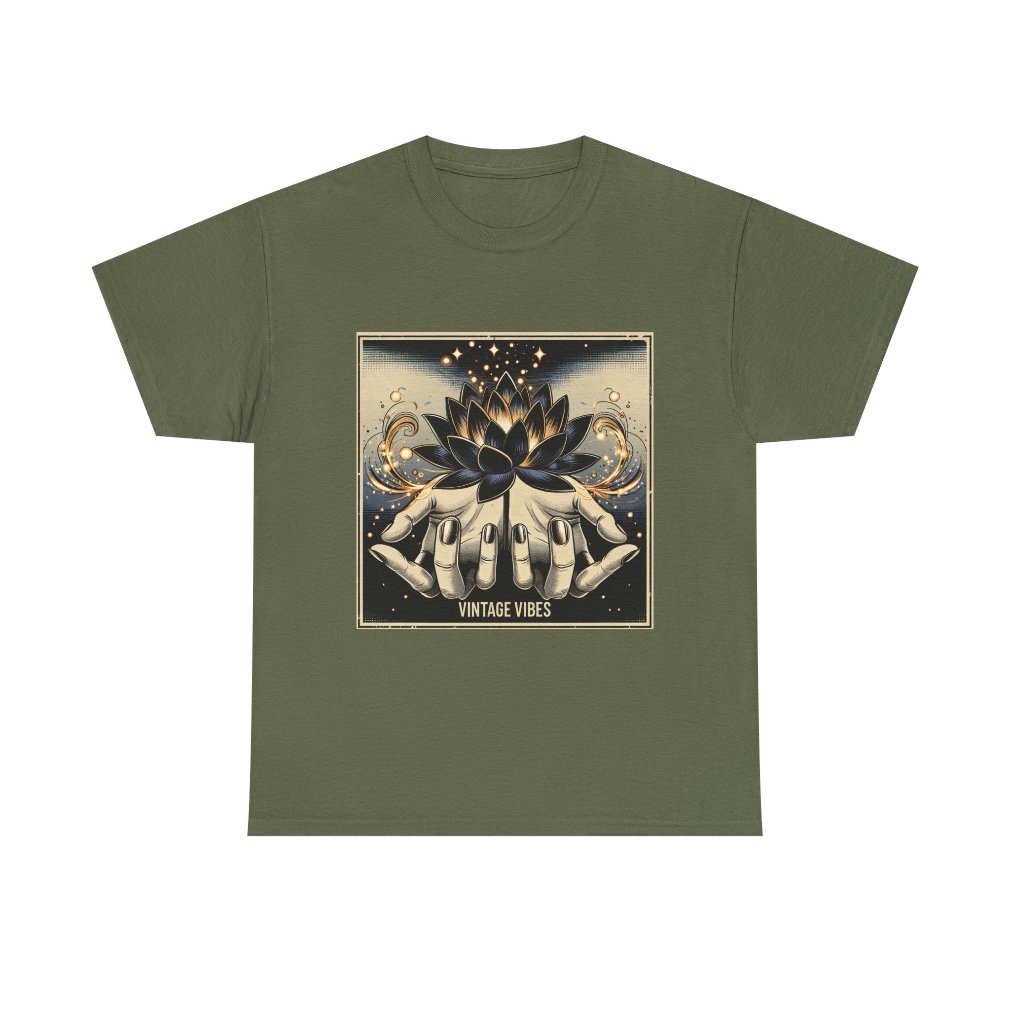 Vintage Vibes Unisex Tee - Comic Black Lotus Flower Design