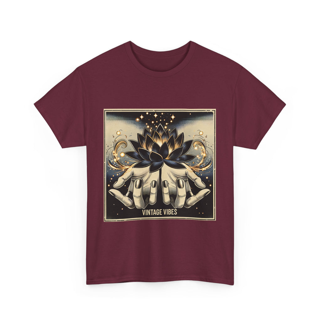 Vintage Vibes Unisex Tee - Comic Black Lotus Flower Design