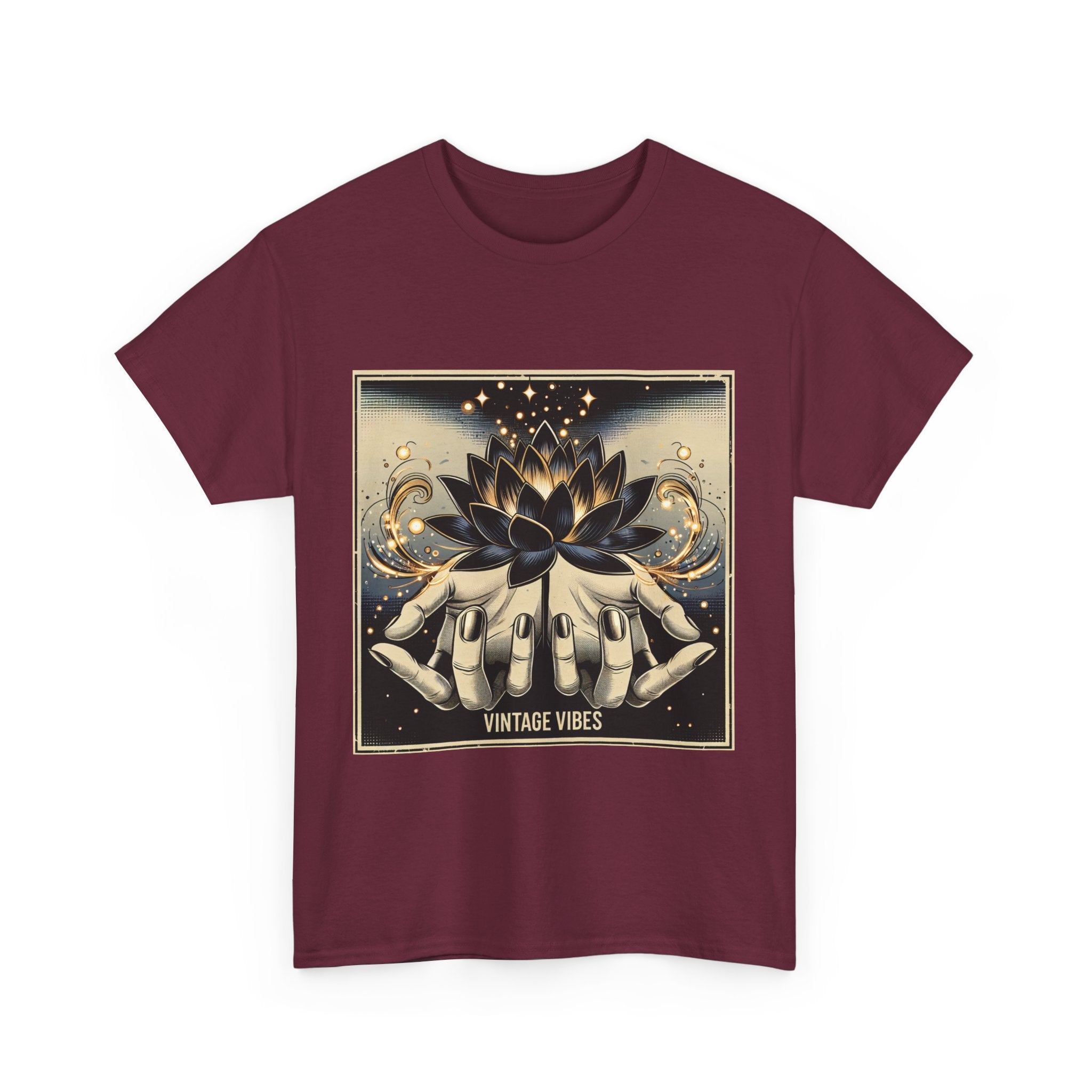 Vintage Vibes Unisex Tee - Comic Black Lotus Flower Design