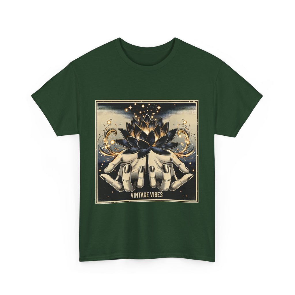 Vintage Vibes Unisex Tee - Comic Black Lotus Flower Design