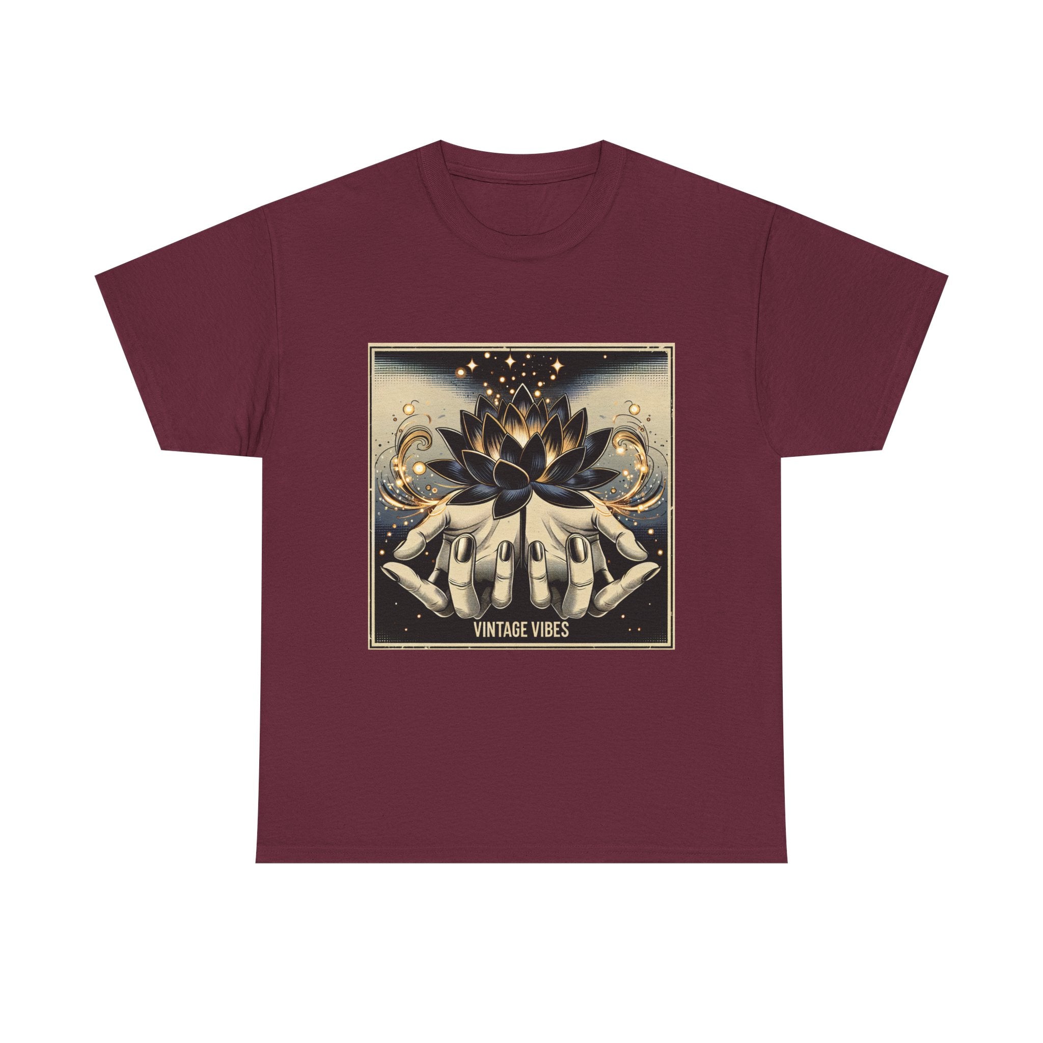 Vintage Vibes Unisex Tee - Comic Black Lotus Flower Design