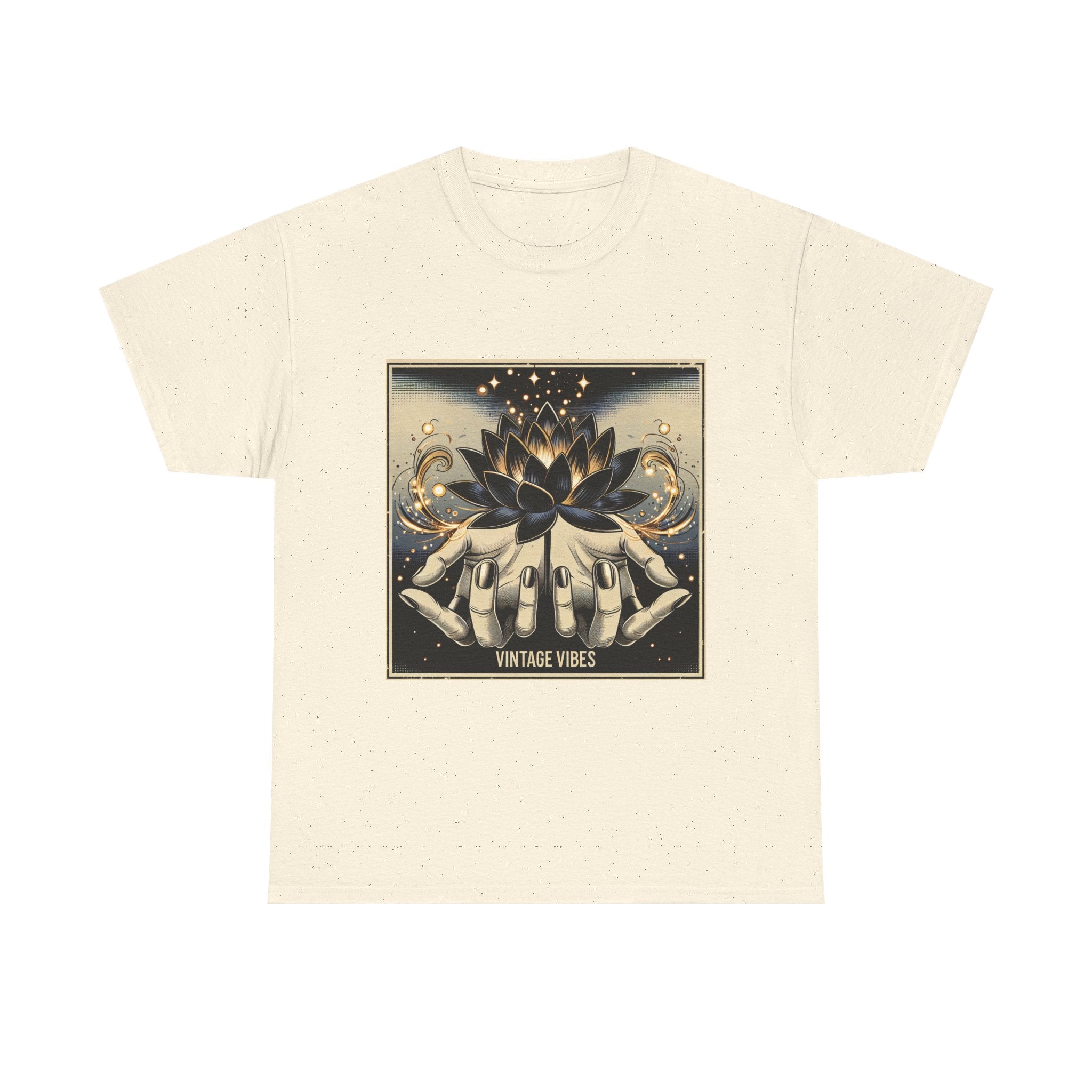 Vintage Vibes Unisex Tee - Comic Black Lotus Flower Design