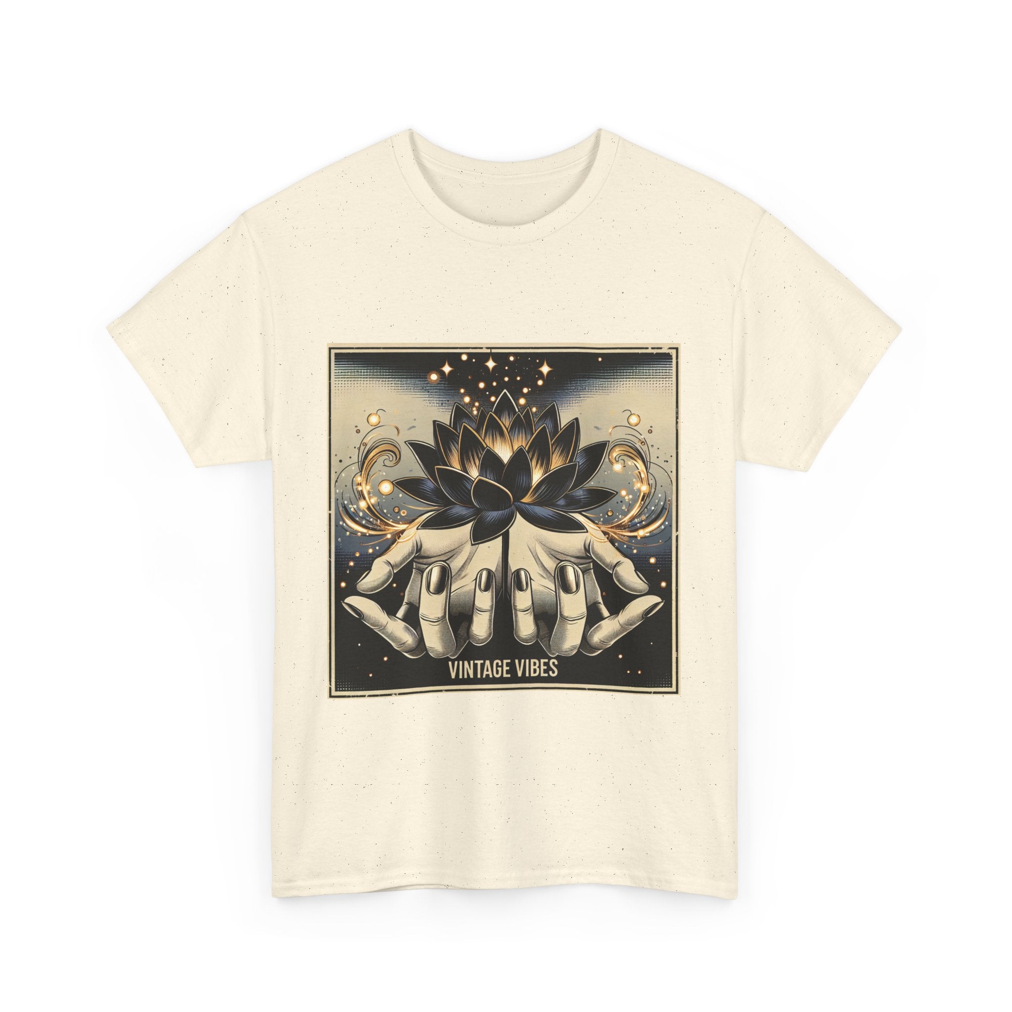 Vintage Vibes Unisex Tee - Comic Black Lotus Flower Design