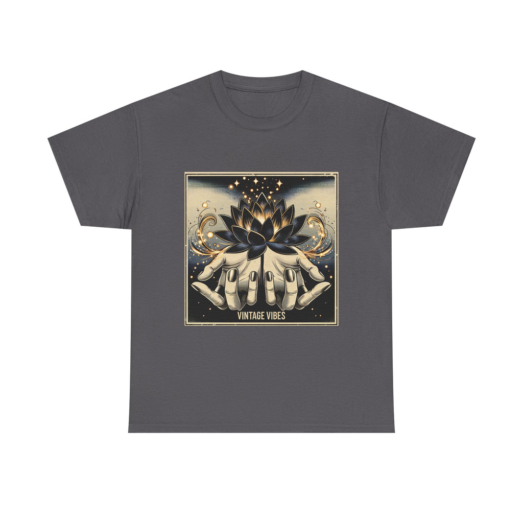 Vintage Vibes Unisex Tee - Comic Black Lotus Flower Design