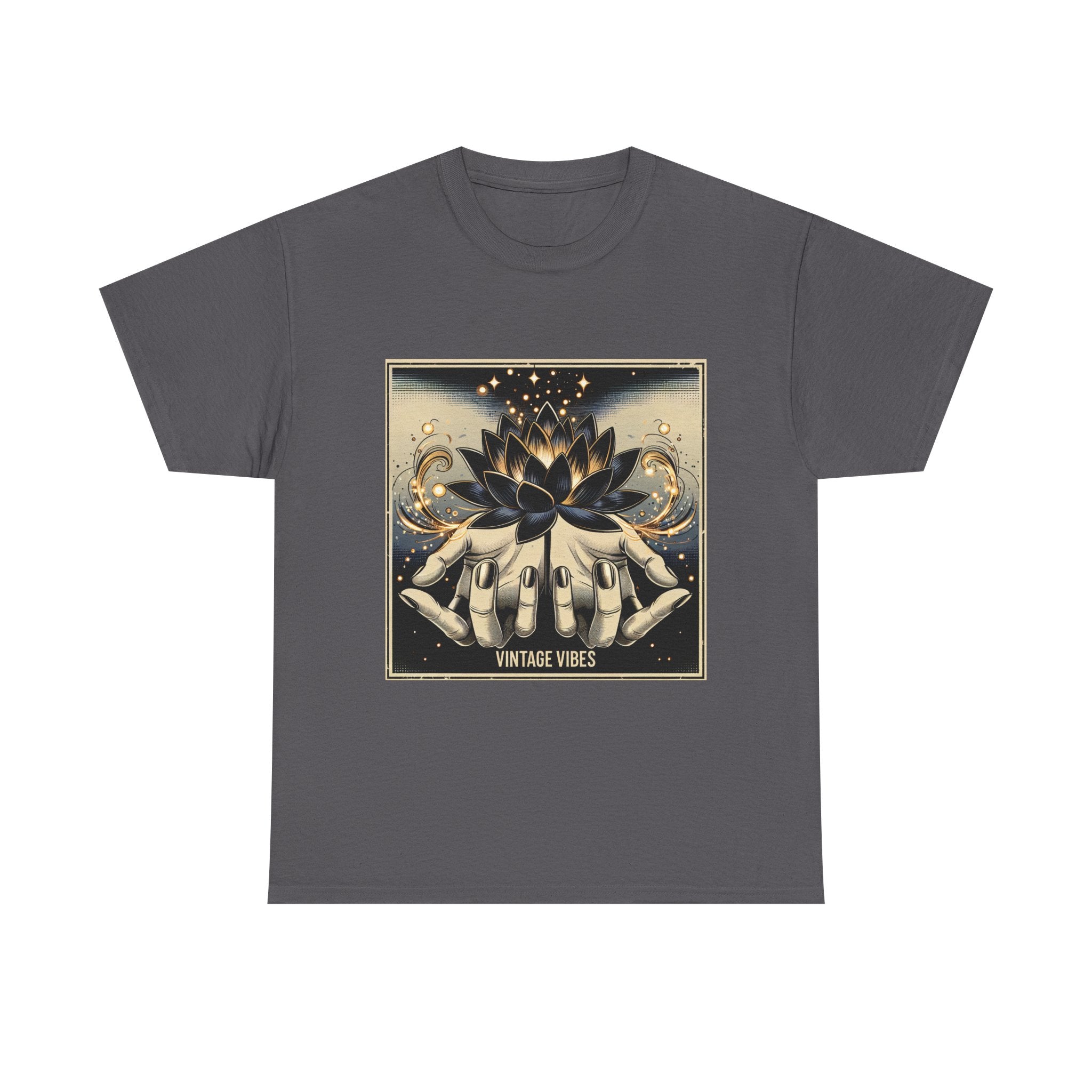 Vintage Vibes Unisex Tee - Comic Black Lotus Flower Design