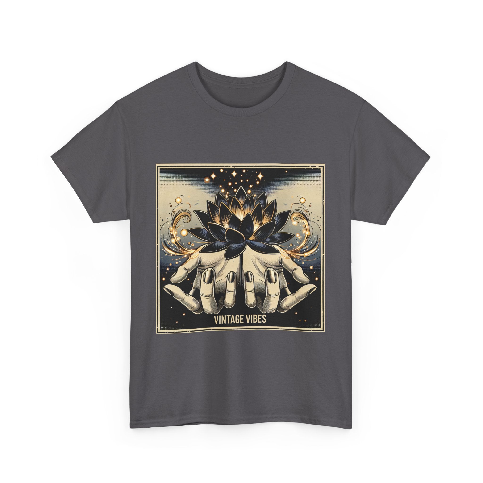 Vintage Vibes Unisex Tee - Comic Black Lotus Flower Design